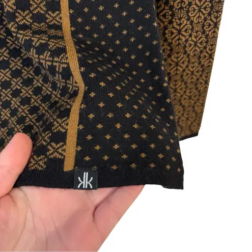 Krimson Klover Pow Zip Neck Merino Wool Sweater Pecan Nordic Jacquard Medium Tan