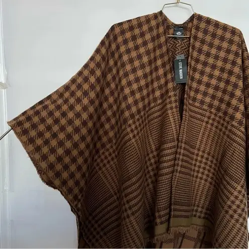 Steve Madden  Plaid Kimono Ruana Reversible Brown Multi One Size Fits All