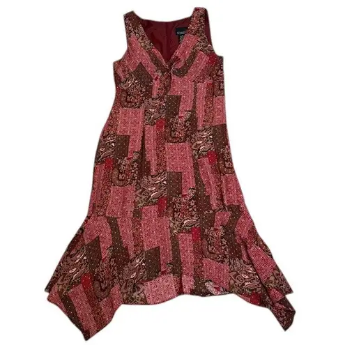 Scarlett Midi Dress Paisley Print Y2K Sleeveles Sundress Red Brown Sz 7/8