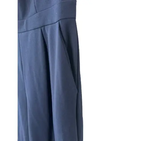 XScape Navy Blue V-Neck Off The Shoulder Wide Leg Jumpsuit Women's Size 10
