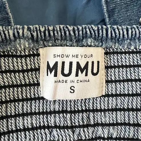 Show Me Your Mumu NEW NWOT  Shaina Rhinestone Embellished Crop Top Indigo Denim