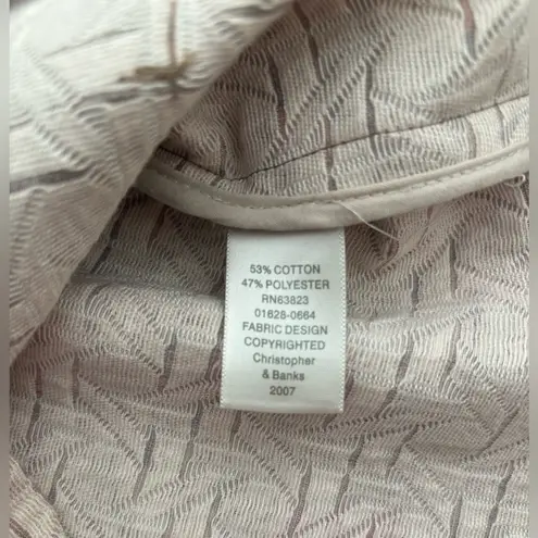 Christopher & Banks Women Jacket Blazer Size L Petite Button Floral Leaf Quilted