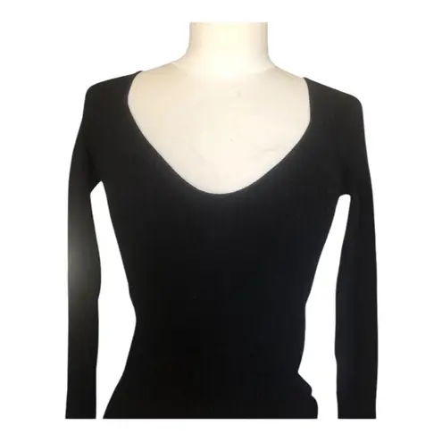 l*space L  Camryn Top Black Ribbed Sweater Long Sleeve Women's Size Extra Small NWT - Image 3