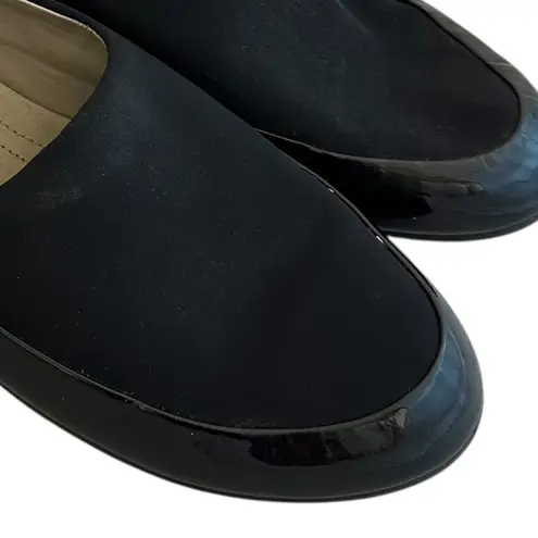 Ecco Black Comfort Flats Patent Textile Stretch Pull
