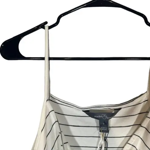 Market & Spruce White Striped Annora Faux Wrap Sleeveless Knit Dress Women Sz L