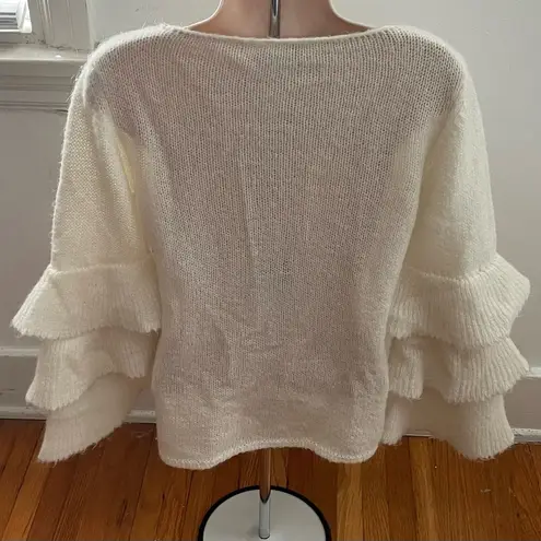 Gio & Gio white wool and mohair blend tiered sleeve sweater size S mad in Italy