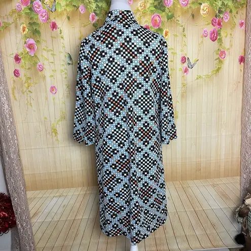 Vintage Blue  and Brown Checkered Pattern Dress