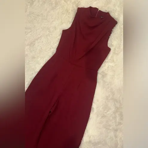 Black Halo NWOT NEW Corinne Sleeveless Flared-Leg Heroine burgundy Jumpsuit sz 8
