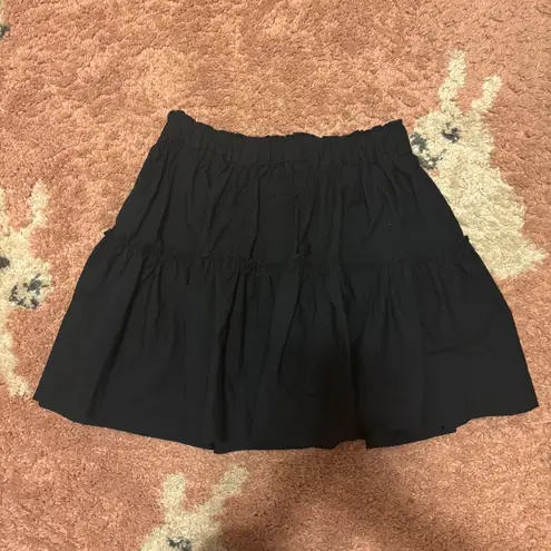 Maeve Anthropologie Smocked Waist Tiered Mini Skirt Black Womens M Casual Style