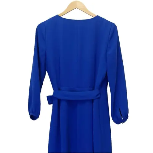 J.Crew  Balloon Sleeve True Wrap Dress in 365 Crepe Cobalt Blue Career Size 4