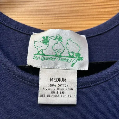 Quacker Factory Women's Embroidered Anchors Navy Blue Nautical Tank Dress Medium