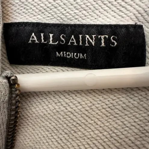 All Saints Raven Gray Zip Up Ramskull Hoodie