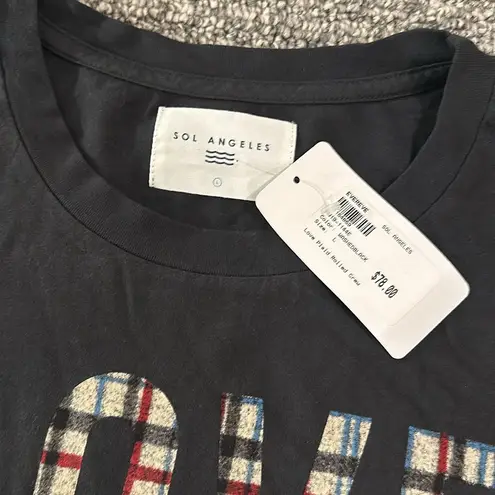 Sol Angeles NWT Love Plaid Rolled Crew Neck T Shirt Sz L