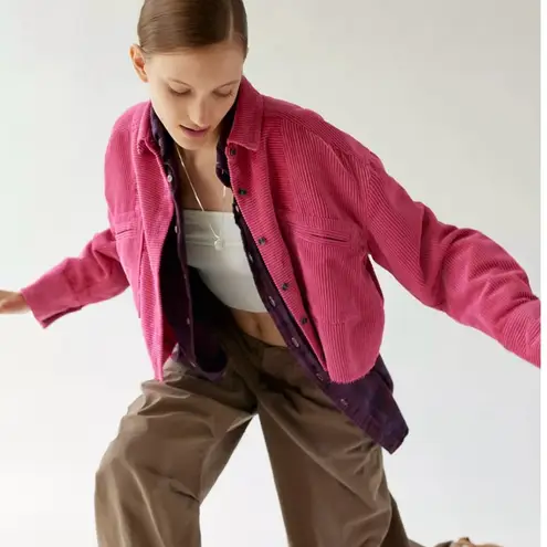 NWT Jolie & Joy Pink Corduroy Shacket Button Front Shirt Jacket Top Size Large