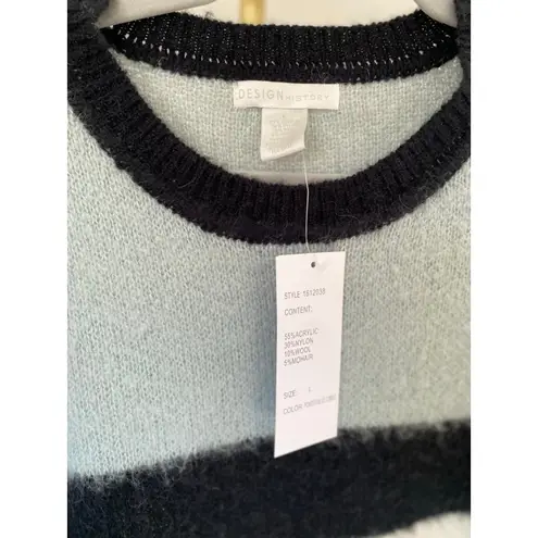 Design History Sweater Pullover Powder Blue Striped Mohair Wool Colorblock L