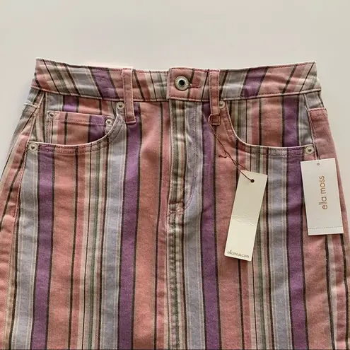 Ella Moss  | High Waist Denim Mini Skirt Rainbow Stripe Juniors 24