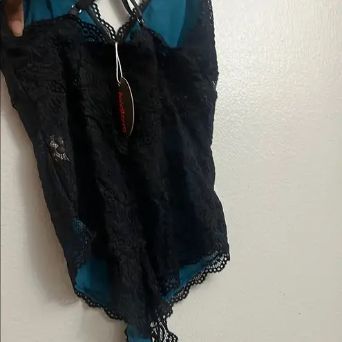 Avidlove One Piece Snap Crotch Teddy Bodysuit Contrast Lace Mini Babydoll Small