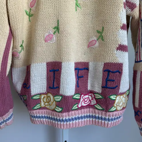 NY Jeans Absolutely No! Jeans Vintage Cardigan Embroidered Grandma Core Sweater One Size