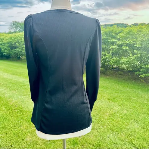 Status by Chenault Black Knit Puffed Sleeve Pullover