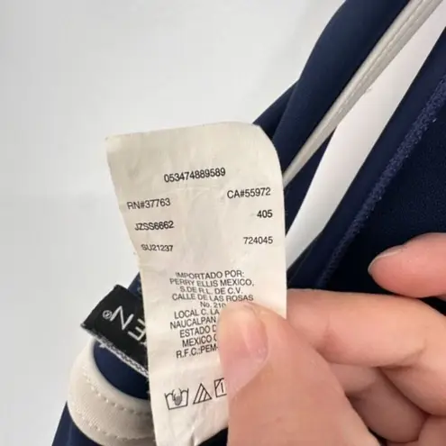 Jantzen Women's Plunging Open Back Slimming One Piece Swimsuit Blue Size 10