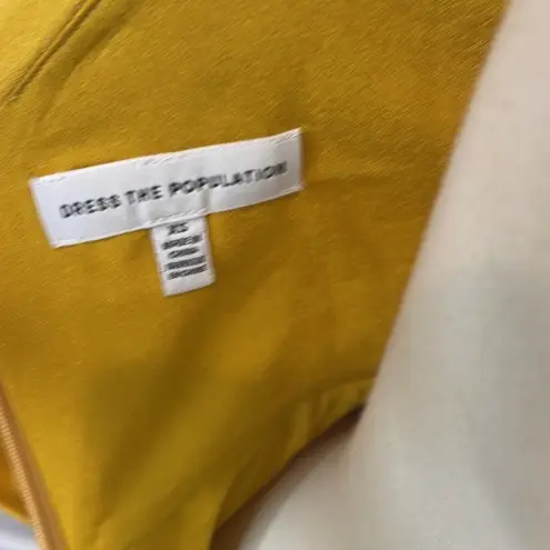 Dress the Population Alondra Blouson Sheath Dress in Marigold Size X-Small