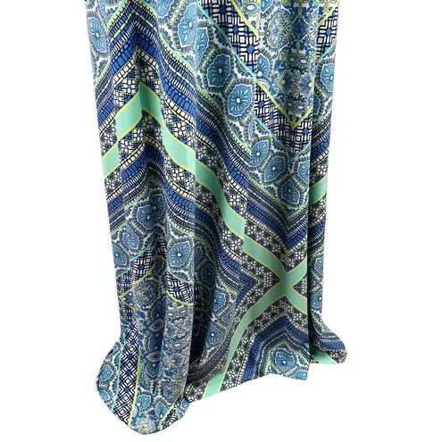London Times Maxi Dress 4 Keyhole Sleeveless Geometric Long Stretch New