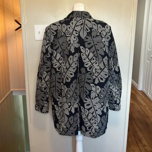 J. McLaughlin  Hester Jacket in Navy/White Raffia Palm Leaf Embroidered NWT XL