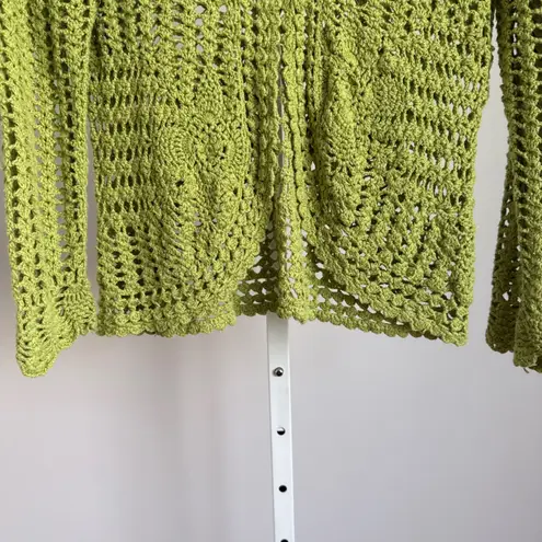 Isabella Rodriguez VTG Crochet Knit Y2K cottagecore Cardigan Green sweater sz S