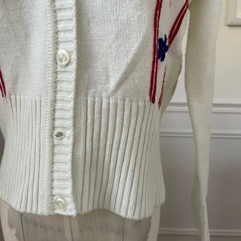 Vintage 70s Starlight Trading Co Embroidered Cropped Cardigan Sweater S White