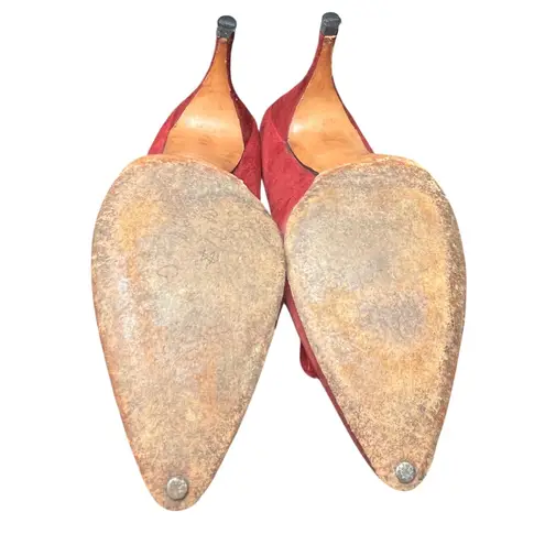 Martina Wine Red Pumps Women's 7S Slim‎ Narrow Classic Leather Heels Vintage Size 7