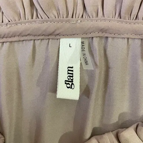 Glam Boho Ruffled Ballon Long Sleeve Mini Dress Blush Pink Size Large