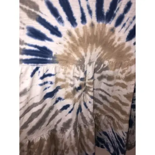 Arna York Womens Size 14/16 Dress Tiered Tee Shirt Tie Dyed Blue Gray Tan Plus