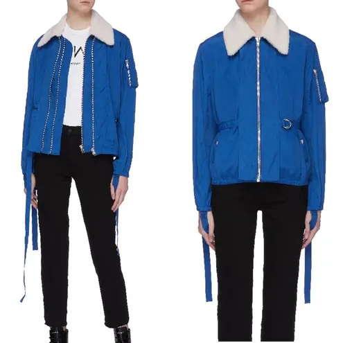 Helmut Lang Genuine Shearling Collar Bomber Jacket