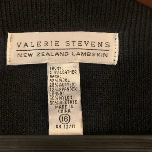 Valerie Stevens  Lambskin Leather Vest Wool Womens Zip Up Black NewZealand‎