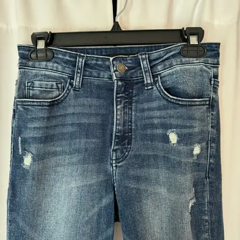 Vervet Dark Wash High Waisted Distressed Flared Crop 90s Style Y2K Jeans Size 26