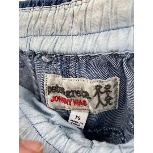 Johnny Was Vera Blue Denim Embroidered Lyocell Cargo Jogger Pants Size XS
