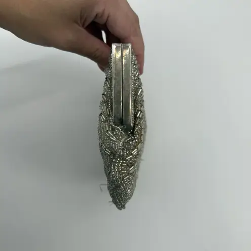 Carlo Fellini Vintage Silver Beaded Clutch Bag Formal Y2k