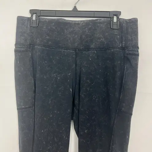 Zoe & Liv Space Dye Charcoal High Rise Cropped Leggings Size 16