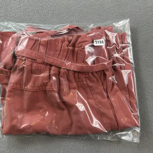 THREAD SUPPLY Paperbag Waist Shorts XS Womens Brick Dust Tencel Lyocell Tie Belt Pink