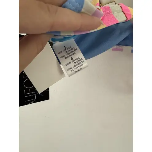 California Waves NWT  Colorful Striped Swimsuit Top Size Large