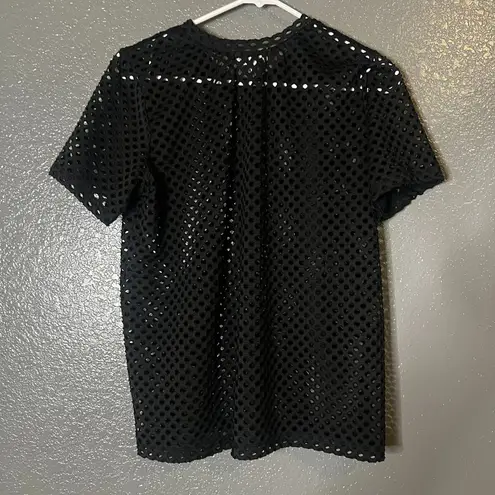 Women’s Black Mesh See Through Short Sleeve Top Urban Girl Size L Size L