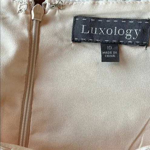 Luxology | White Floral Lace/Blush Pink Fitted Cocktail Dress sz 10