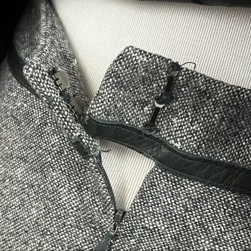 Pendleton Vintage Wool Silk Tweed Style Skirt Suit Leather Trim Black Small