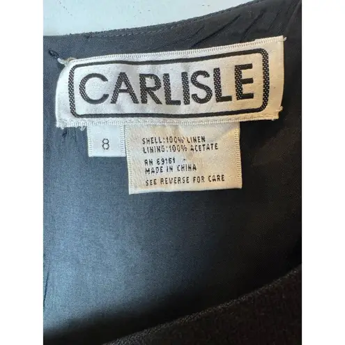 Carlisle Dress Women 8 Black Linen Embroidered Floral Sheath Whimsigoth Dainty