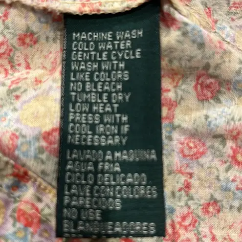 Lauren Ralph Lauren 60s 70s Floral Cottage Core Bohemian Tie Waist Crop Top Yellow Size 12