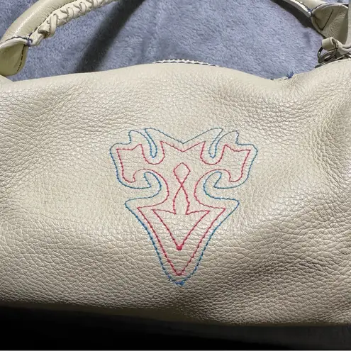 III Parcel Pebbled Leather Butterfly Patchwork Kiss Lock Shoulder Bag Blue