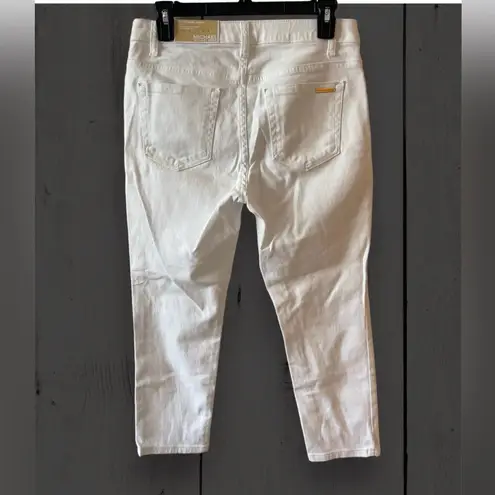 Michael Kors Izzy Cropped Skinny Mid Rise Jeans Size 6 White NWT