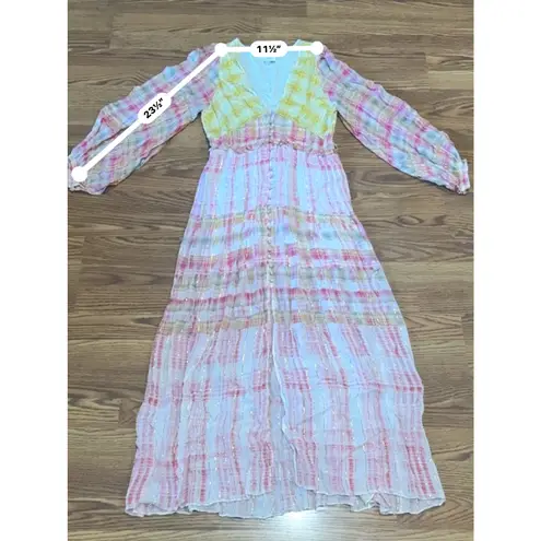 Hemant and Nandita multicolor viscose Plunging Long Peasant Dress size M