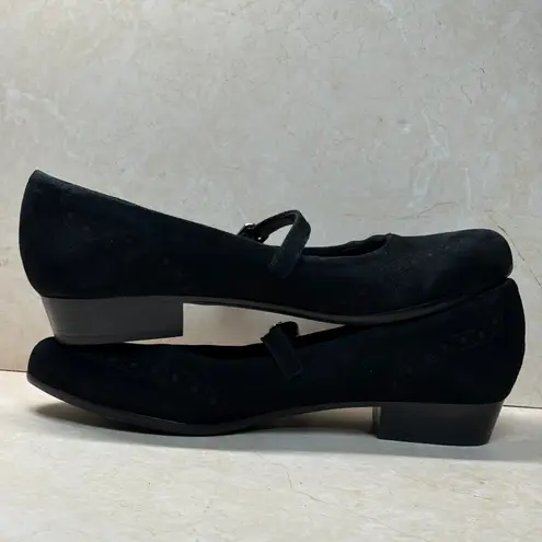 Munro American Whitney Black Suede Leather Mary Jane Block Heel Dress Shoes 8.5M Size 5