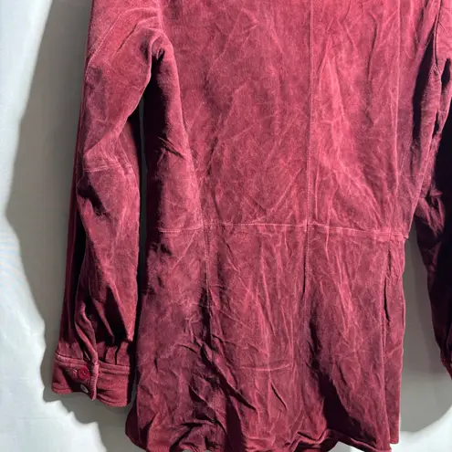 Liz Claiborne VTG  Womens Burgundy Red Suede Shirt Jacket M *Distressed Boho SEE